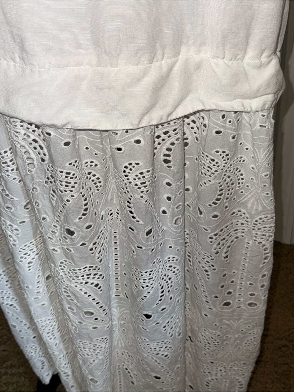 Agua Anglaise White Eyelet Lace Maxi Dress Women’s Size Large Boho Cottagecore - Picture 4 of 11